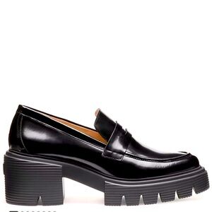 NWT Stuart Weitzman Boho Loafers, size 8.5 patent black with box & bag.